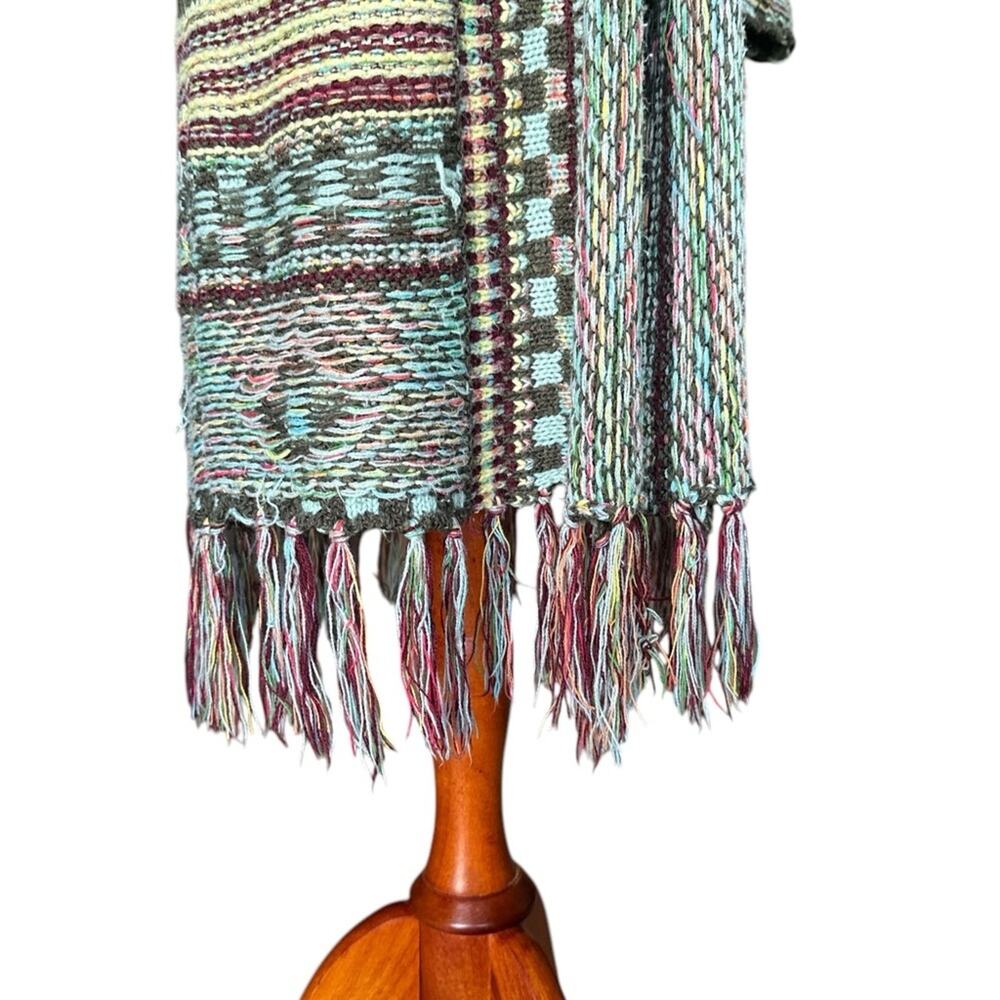Camile & Co Boho Fringe Chunky Knit Cardigan Sweater Duster Multicolor Size L - Picture 7 of 10